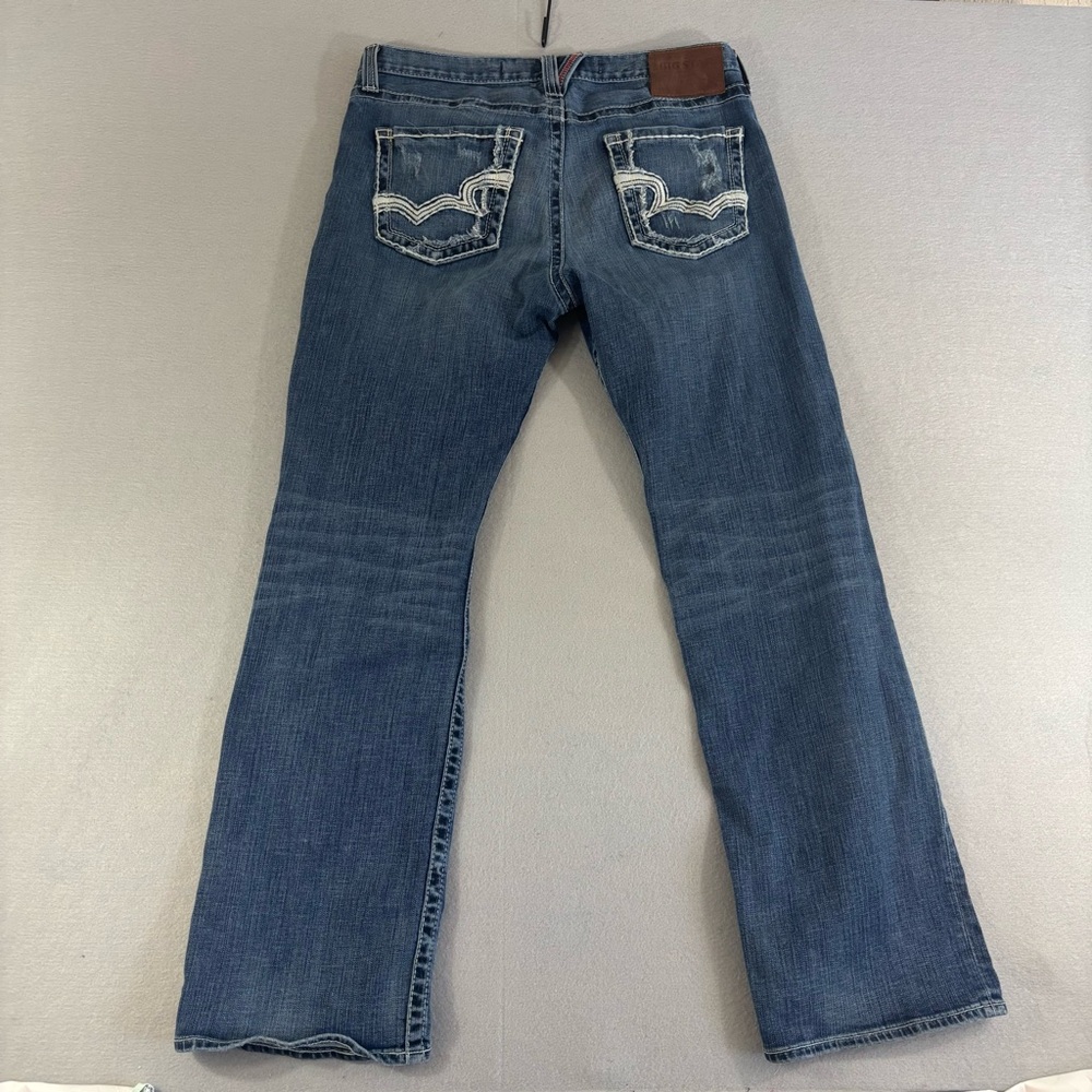 Big Star Pioneer Regular Boot Cut Jeans Men’s 34R Blue Distressed Buckle - Picture 7 of 10